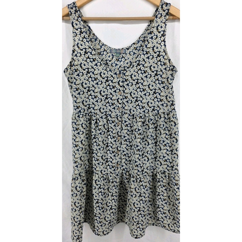 Good Luck Gem Women's Dress Size S Midi Dress Daisy Print  Cottagecore Grunge